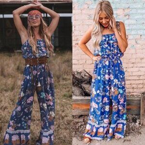 Spell & The Gypsy Wild Bloom Blue Floral Jumpsuit Playsuit Pantsuit